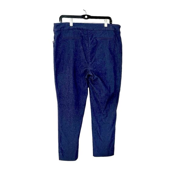 Hilary Radley Stretch Pants Size XL Blue Pull On Ankle Straight Leg Front Pocket - Picture 2 of 5